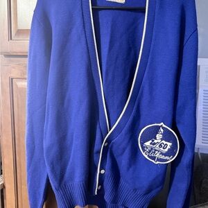 Men's V-Neck Blue Sweater with Logo